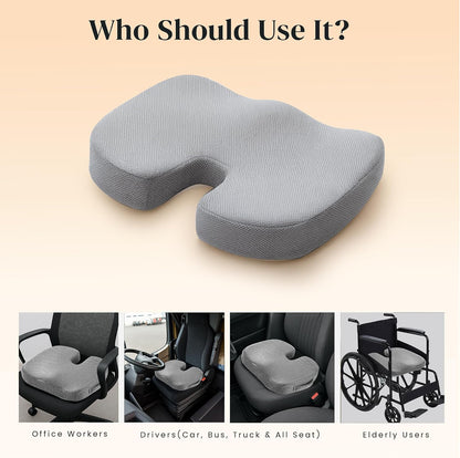 GRAND PITSTOP Seat Cushion Doctors Recommended - Premium Gel & Memory Foam Office Chair Cushion for Car, Airplane- Butt Pillow for Long Sitting Hip & Sciatica Pain Relief - Coccyx,Tailbone (Black)