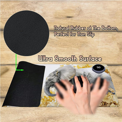 Heated Desk Pad Heated Large Mouse Pad, Electric Quickly Warm Desk Mat with 3 Levels Heating 3 Hours Auto Shut-Off, 31.5" x 13" Warm Gaming Mousepad Hand Foot Warmer, Baby Elephant