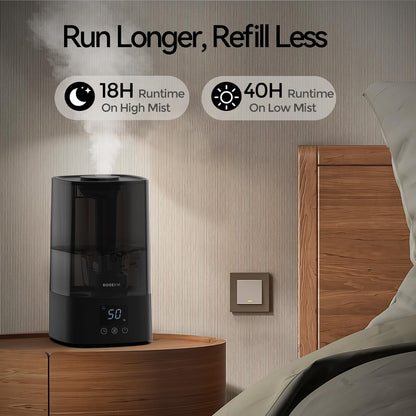 ROSEKM Automatic Humidifiers for Bedroom Large Room, 4.5L Cool Mist Humidifier for Home & Plant with Timer & Humidity Sensor, Last Up to 18H on High Setting, Auto Shut-Off, 360° Nozzle (Black)