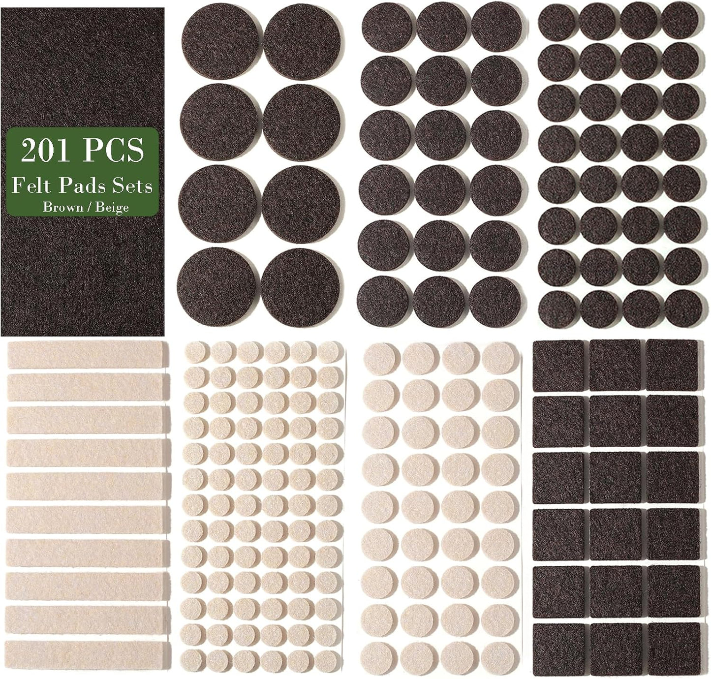 Fursafe&Q Felt Furniture Pads, Furniture Felt Pads for Hardwood Floors -Self Adhesive Chair Leg Floor Protectors, Protect Your Floors from Nicks, Bumps and Scratch,96 Pcs Round Cabinet Door Bumper