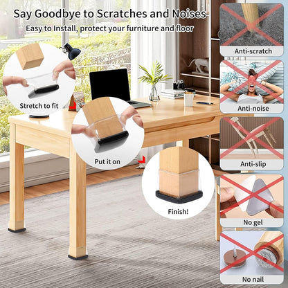Ezprotekt Chair Leg Sliders for Carpet, 24 Pcs Square Chair Glides for Carpet, Carpet Furniture Pads Stool Leg Protectors Caps, Carpet Furniture Glides Quickly and Easily (L Fit:1" - 1.4")