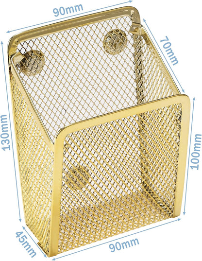 Magnetic Pencil Holder,Mesh Stainless Steel Pen Basket, Metal Writing Utensil Storage Organizer for Whiteboard,Blackboard,Kitchen, Locker, Home, or Office | Metal Writing Utensil Storage Organizer for Whiteboard,Blackboard,Kitchen, Locker, Home, or Office