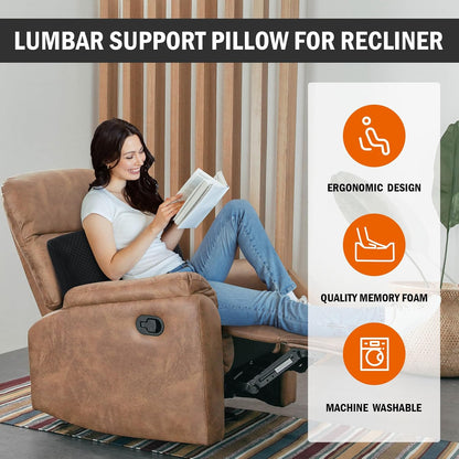 HOMBYS Lumbar Support Pillow for Recliner Chair, Memory Foam Back Support Cushion for Elderly,Extra Large Lumbar Support Pillow,Thick Backrest for Home Reading (Grey, 20“x13.5"x5")