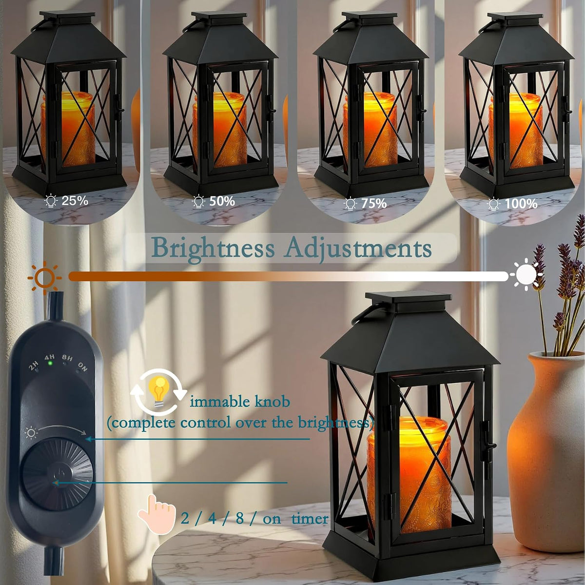 Candle Warmer Lamp with Timer, Farmhouse Rustic Lantern