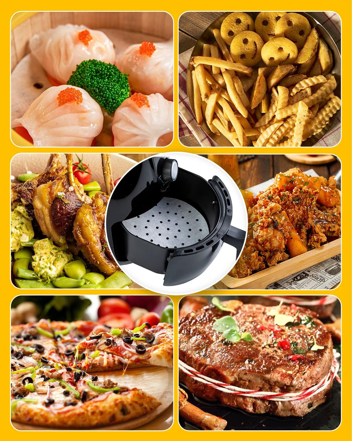 Katbite 160pcs Air Fryer Parchment Paper Liners, Perforated 9x11 Inch | Disposable air fryer paper liners, nonstick perforated for airflow, fit air fryer/toaster oven, Cuisinart & Ninja Foodi