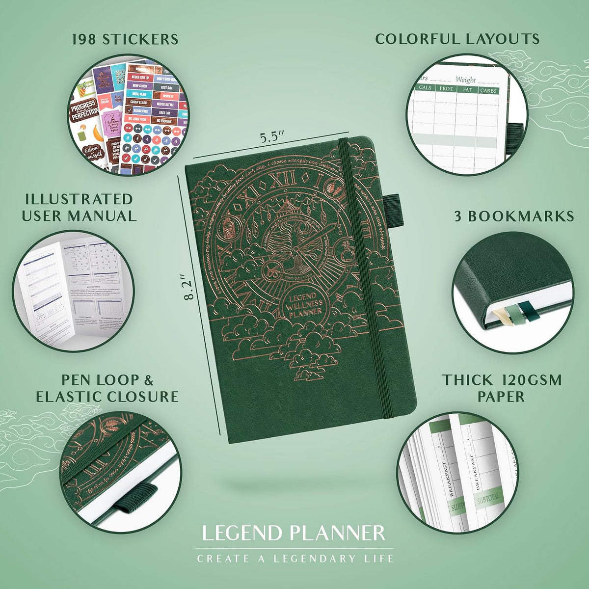 Legend Food Journal, Weight Loss & Meal Tracking Diary 5.8x8.3 Hot Pink