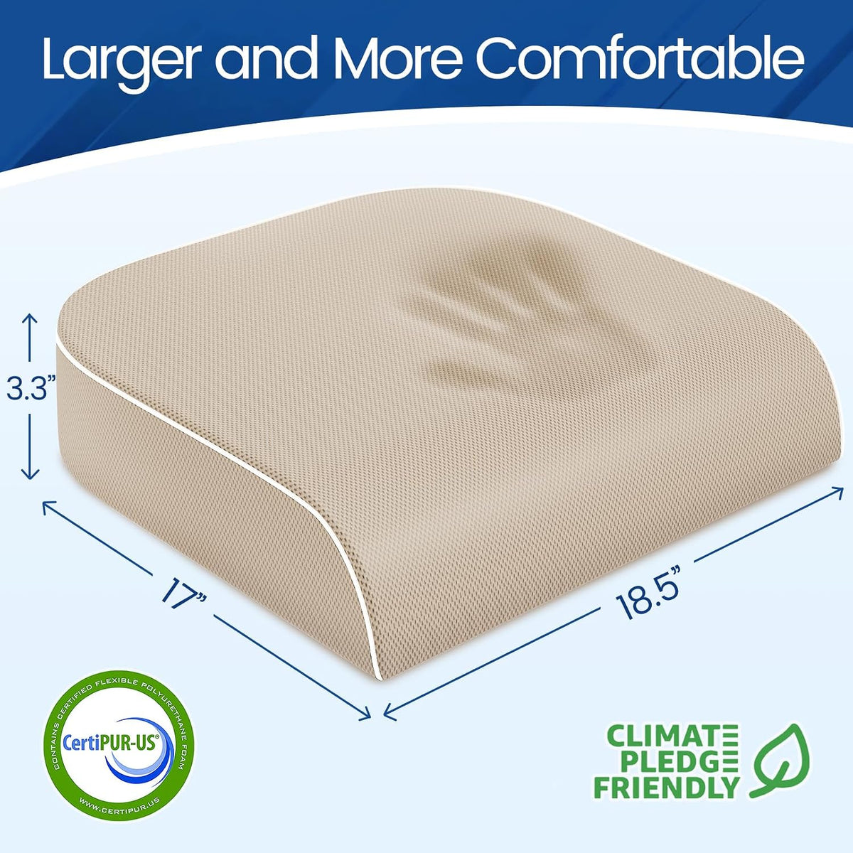SweetSlubr Memory Foam Seat Cushion, Office Chair Cushion, 3-Inch, Large