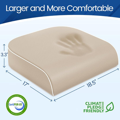 SweetSlubr Memory Foam Seat Cushion, Office Chair Cushion, 3-Inch, Large