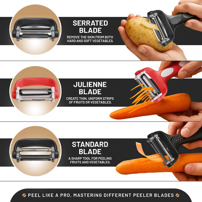 4-Piece Paring Knife Set with Kitchen Peeler – High-Carbon Stainless Steel Set of Knives with Y-Potato Peeler Set - Razor Sharp, Dishwasher-Safe, Utility for Vegetable and Fruit - Black