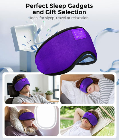 LOVE EYE Sleep Headphones Bluetooth 5.4 Sleeping Eye Mask Wireless Music Earphones with Built-in HD Speakers for Side Sleepers Cotton Sleeping Headphones for Women Men Gifts (Lavender Purple)
