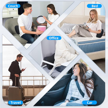 Lumbar Pillow, Memory Foam Lumbar Support Pillow for Office Chair and Car Seat, Ergonomic Streamline Back Pillow for Lower Back Pain Relief, Back Support Pillow for Sitting, Driving, Traveling