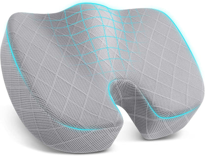TushGuard Office/ Car Seat Cushion, Non-Slip Sciatica & Back Coccyx Tailbone Pain Relief Chair Pad, Memory Foam Butt Pillow for Computer Desk, Wheelchair, Driving (Black)