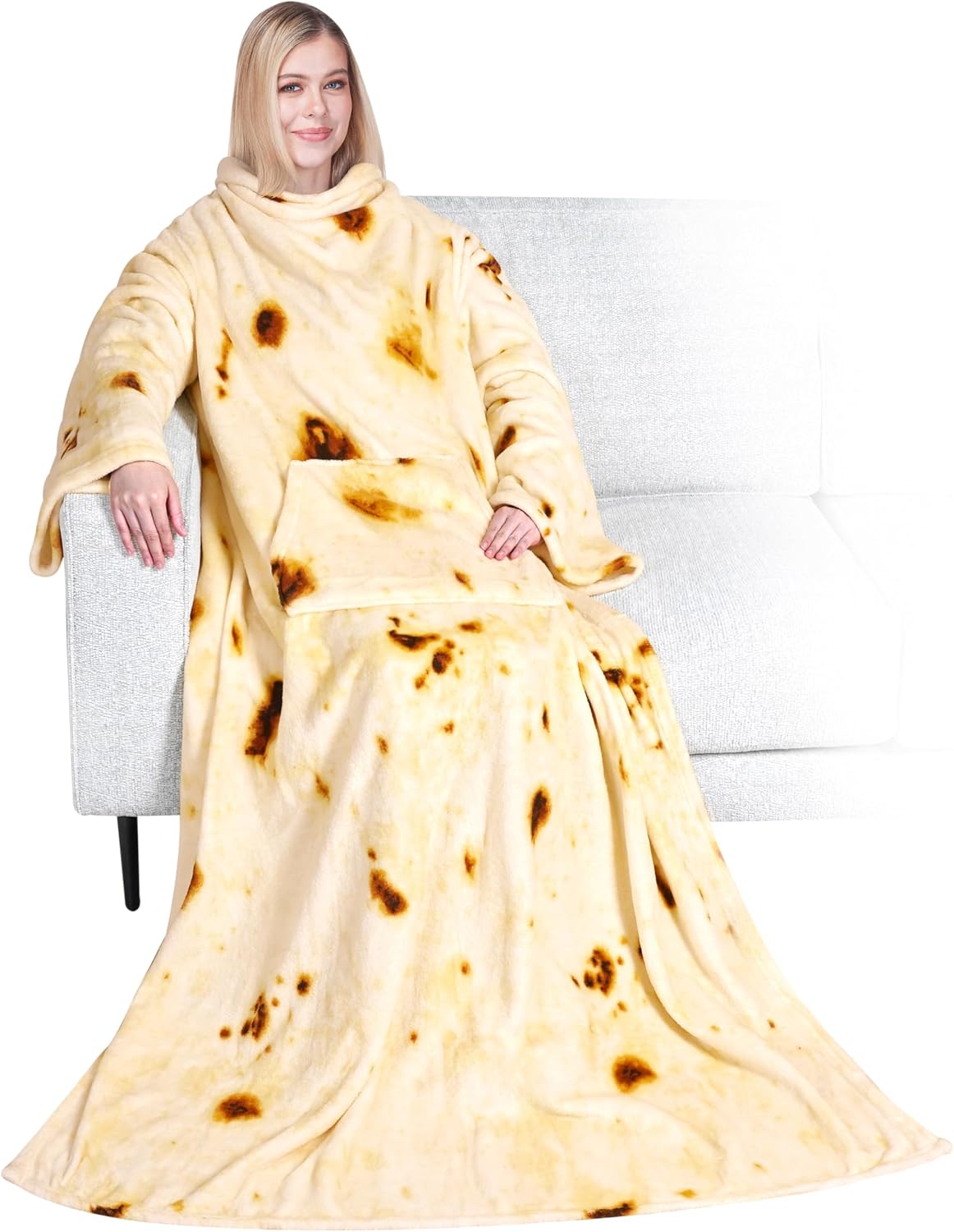 PAVILIA Blanket with Sleeves for Adult Women Men, Soft Warm Wearable Blanket Fleece Wrap Throw, Robe Blanket Gift