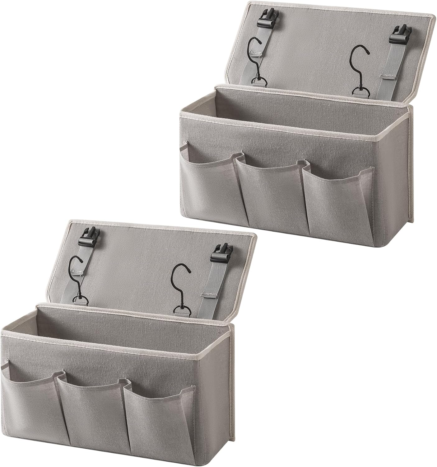Bedside Caddy/Bedside Storage Organizer Hanging Bag with Three Options,Suitable for home beds, sofas, and dormitory beds—can hold magazines, books, phones, iPads, remote controls. (Gray)