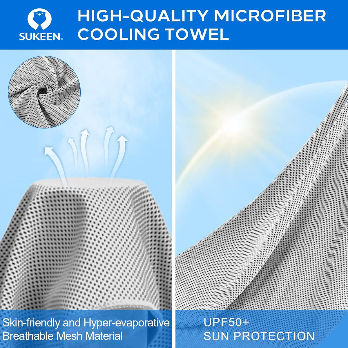 Sukeen 4 Pack Cooling Towels (40"x 12"), Cooling Neck Wraps, Soft Ice Towel