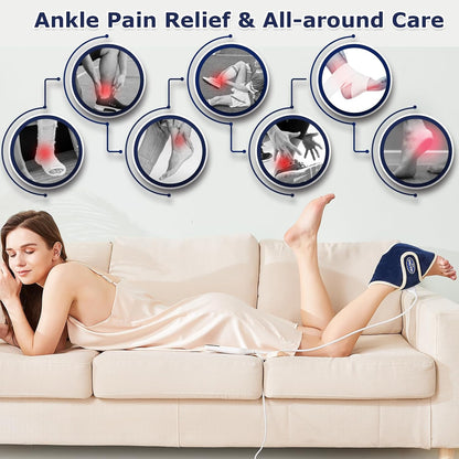 CAMECO 1 Pack Foot Ankle Heating Pad for Neuropathy Pain Relief, 86℉-158℉ Electric Heated Foot Warmer for Achilles Tendinitis & Plantar Fasciitis, Under Desk Heat Therapy Wrap Booties for Women Men