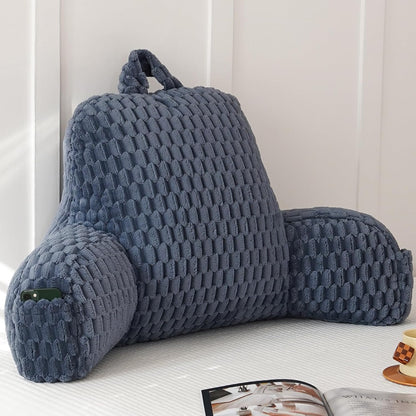 Large Reading Pillow for Adults, Back Support Pillow for Sitting Up in Bed with Arms, Couch for Lounging Bedrest, Pink