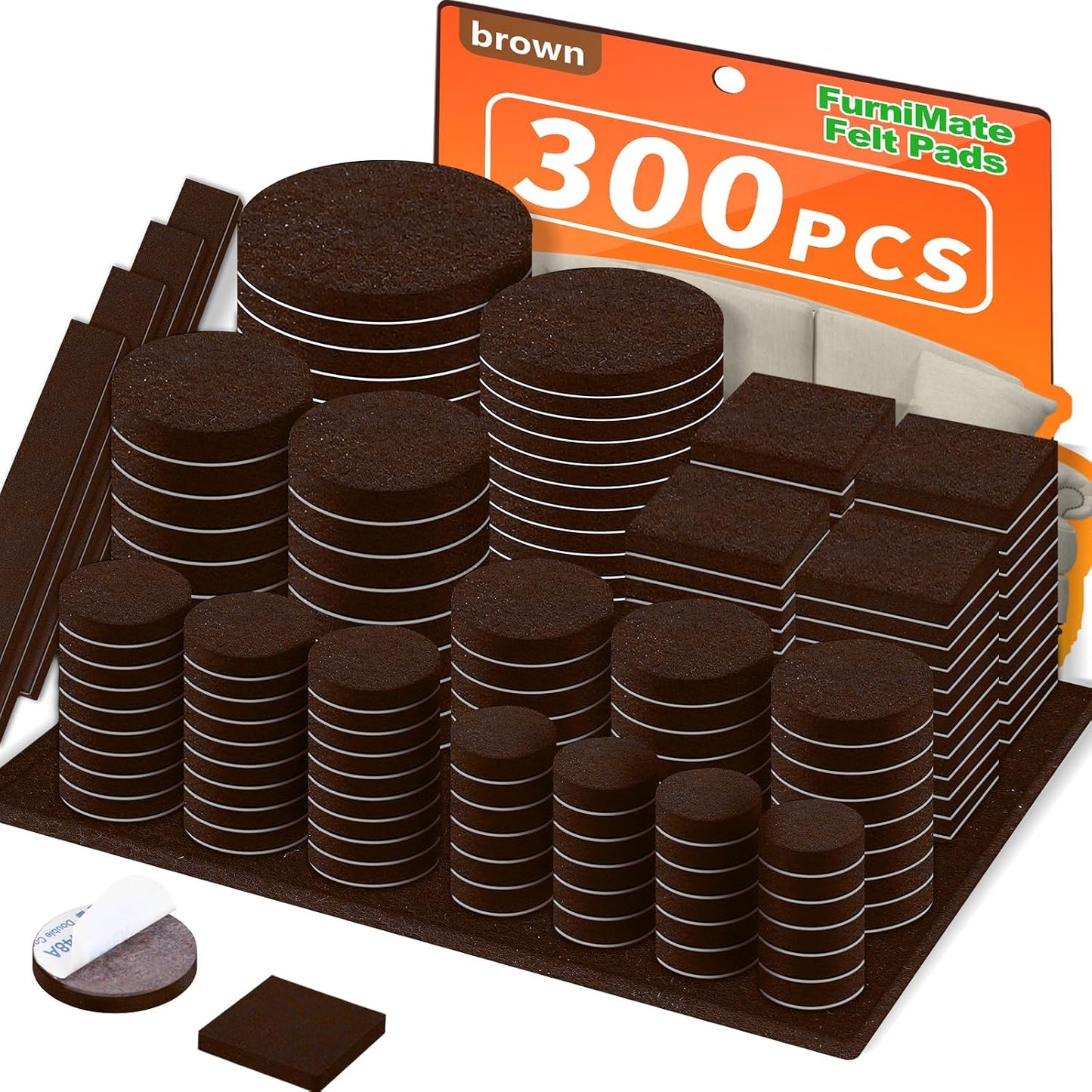 Felt Furniture Pads 300 Pieces, Furniture Pads for Hardwood Floors Black | Self-adhesive felt pads prevent scratches and noise, ideal for chair legs, suitable for hardwood floors and indoor furniture