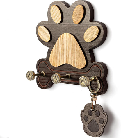 MTERSN Pine Wood Dog Leash Holder for Wall for Dog Walking Station, Black