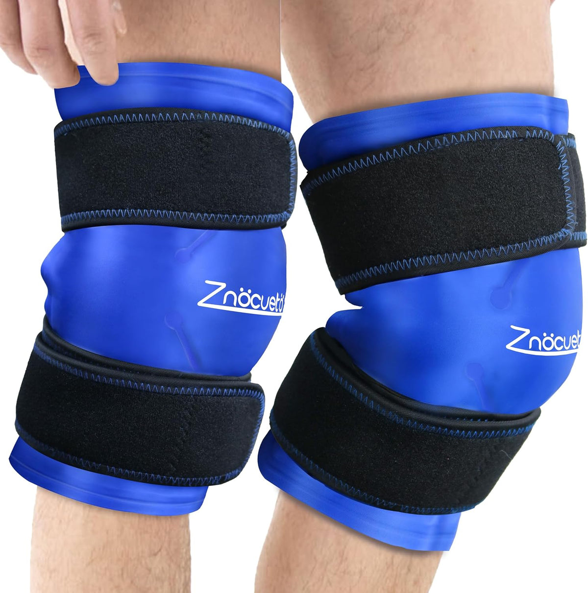 ZNÖCUETÖD Enhanced Knee Ice Pack Wrap for Pain Relief, Large Gel Ice Pack for Knee Leg Injuries Reusable with Cold Compression for Tendonitis, Arthritis, Swelling, Bruises, Surgery Recovery