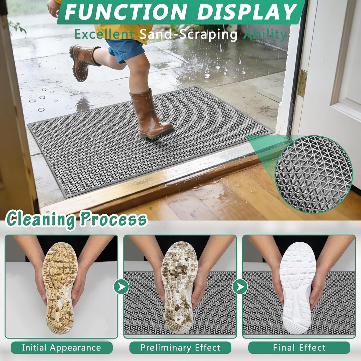 WochiTV Non Slip Drainage Mats PVC Pool Floor Mat 0.23'' Thick Outdoor Indoor Parking Space Mat for Bathroom Garage Basement Backyard Commercial Kitchen 3x16.6Ft