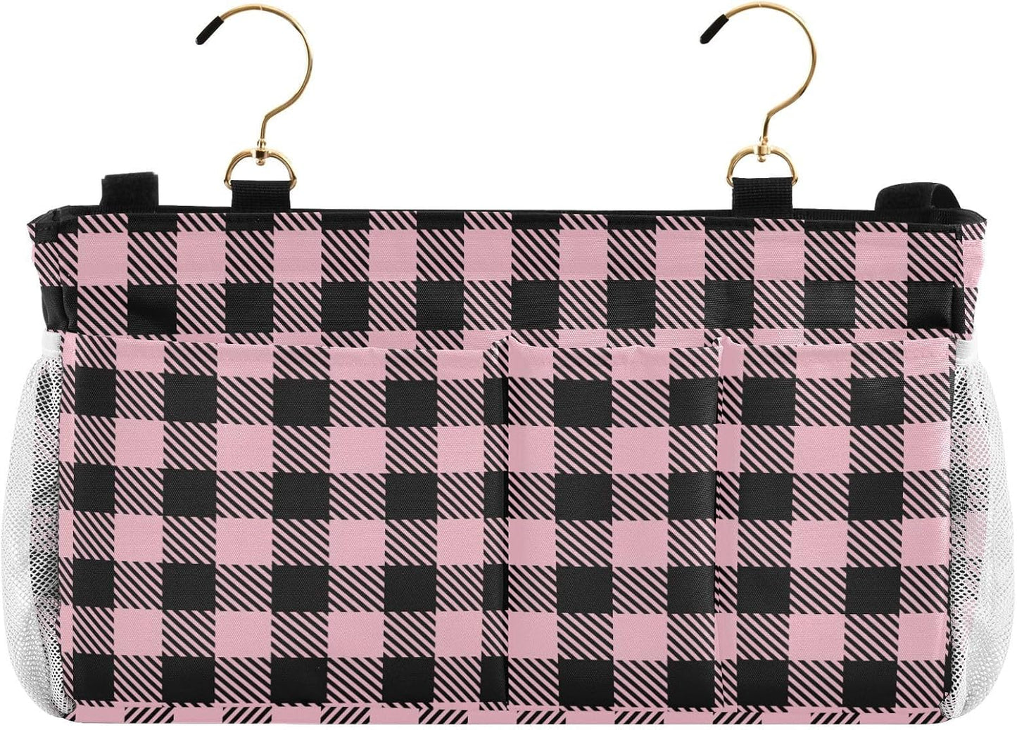 Black Bedside Caddy Storage Bag Bedside Organizer for Bed Rails College Dorm Room Organizer Caddy Hanging Shelf 6 Pockets with Hooks for Drinks Magazine Phone Holder