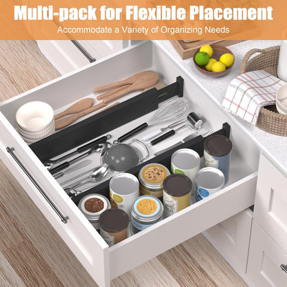 Bamboo Drawer Dividers, Adjustable Drawer Organizers, Fits 12.6–16" Drawers | 2.5" High, 4 Pack Expandable Drawer Separators for Kitchen, Nursery, Dressers & Office Storage, Natural