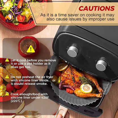 3 Pack Air Fryer Silicone Liners 8inch Air Fryer Silicone Pot Reusable Food Grade Silicone Airfryer Liners Baking Basket Accessories Replacement of Flammable Disposable Parchment Paper