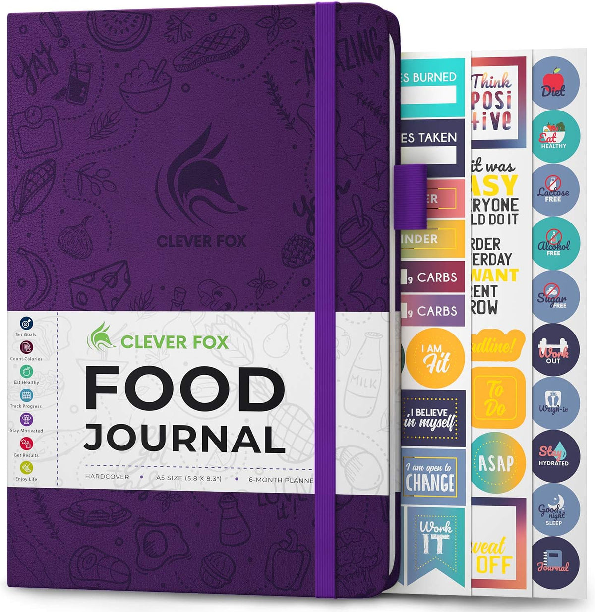 Clever Fox Food Journal for Women & Men, Weight Loss Tracker, Aquamarine