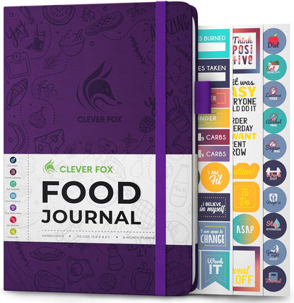 Clever Fox Food Journal for Women & Men, Weight Loss Tracker, Aquamarine