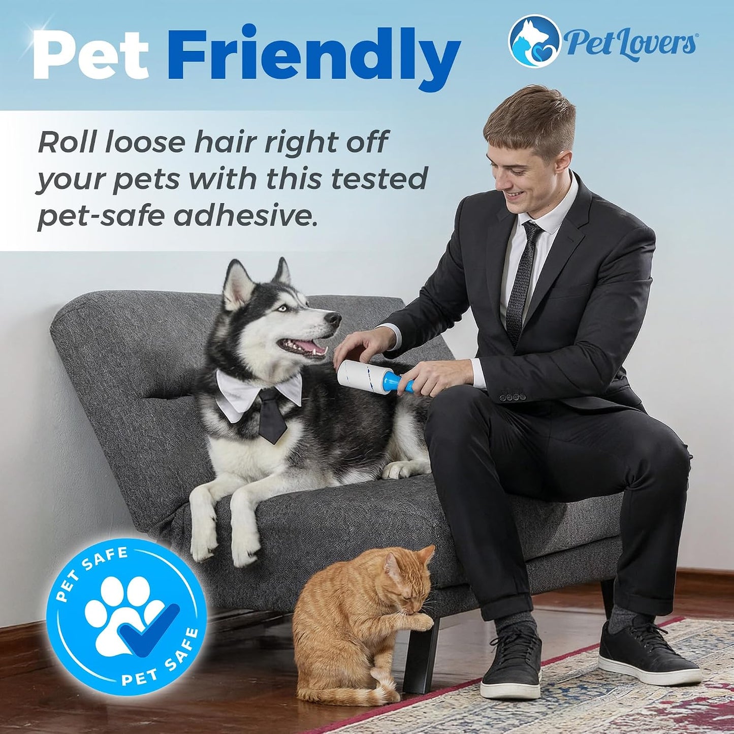 PetLovers Extra Sticky Lint Roller Mega Value Set 450 Sheets for Pet Hair Removal and Clothes, Dog and Cat Lint Remover 5 Pack