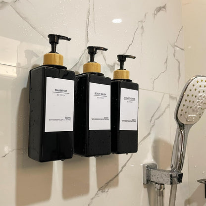 Shampoo Dispenser for Shower Wall, Shampoo and Conditioner Dispenser with 16 Waterproof Labels, No Drill Shower Soap Dispenser Bathroom, Shower Soap Dispenser Wall Mounted 3 Chamber, 17oz,Black | Shampoo Dispenser for Shower Wall, Shower Soap Dispenser