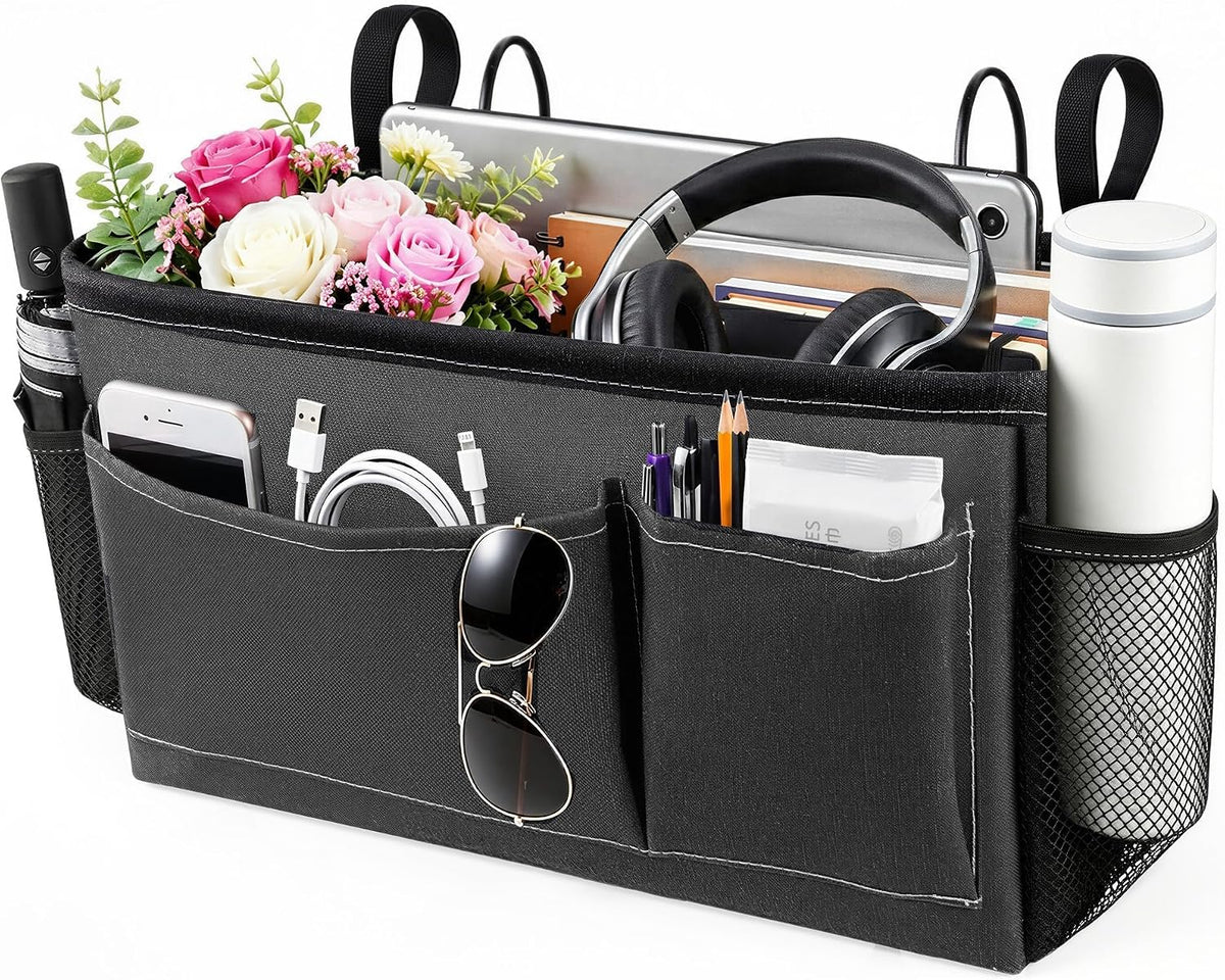 Fab totes Bedside Caddy for Dorm Bed, Bedside Storage Bag Hanging Organizer