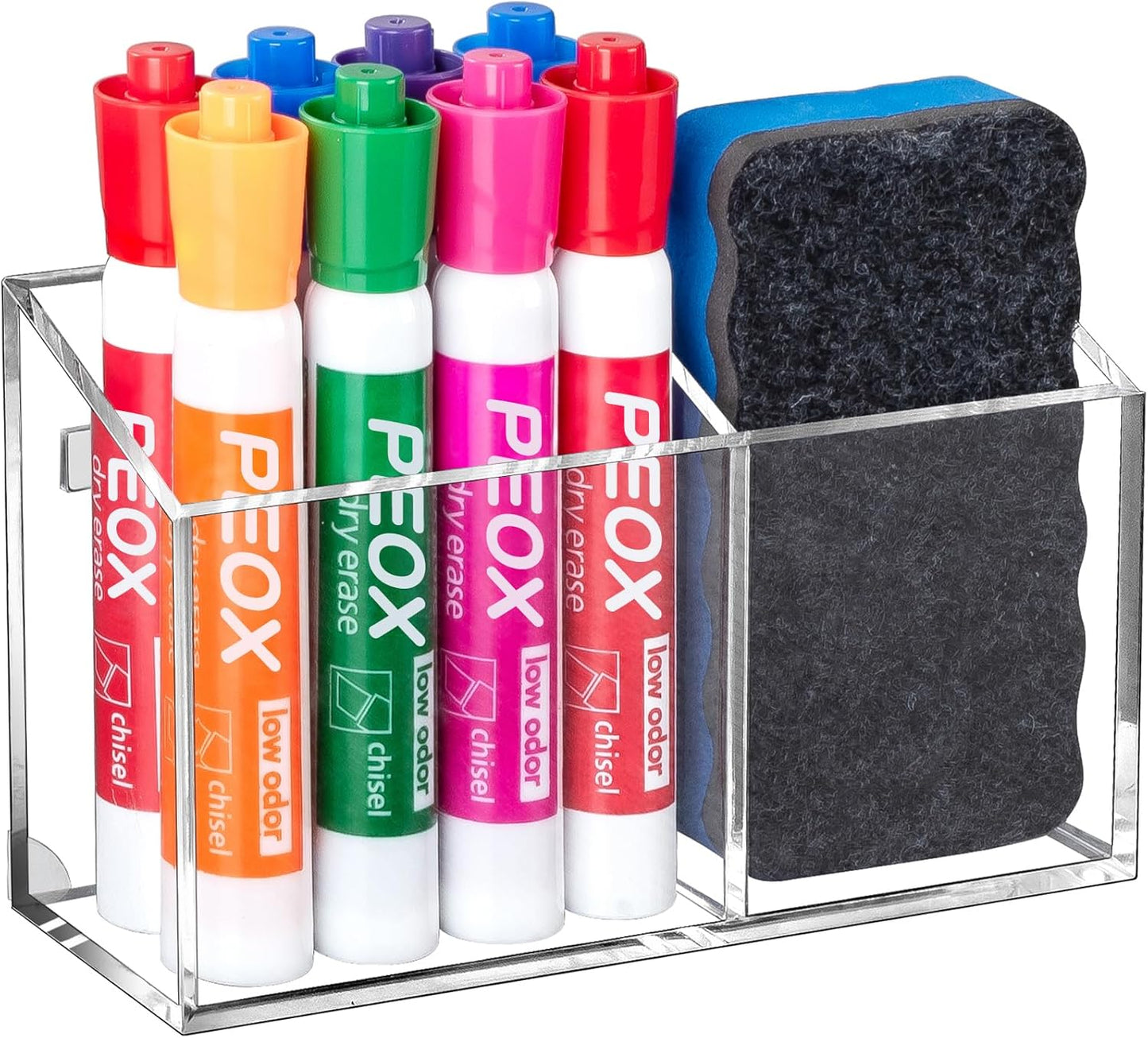 BEYGORM Magnetic Dry Erase Marker Holder for Whiteboard & Refrigerator | Non-slip Acrylic Pen Holder for Classroom, Fridge Magnet, Locker Organizer Accessories, Teacher & School Supplies(Black)