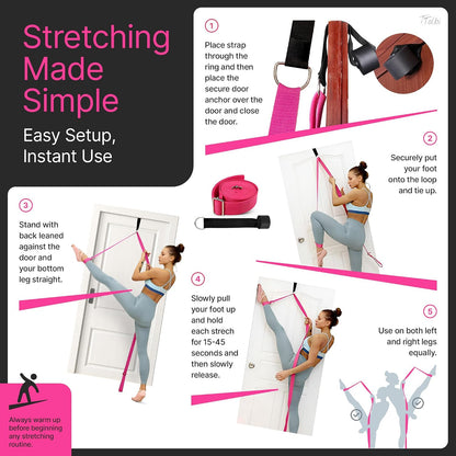 Leg Stretcher Strap with Door Anchor and Resistance Band, Splits Trainer | Home Flexibility Trainer for Splits, Ballet, Dance, Cheer, Yoga, Gymnastics, Pole and Taekwondo, Kids to Adults, All Levels