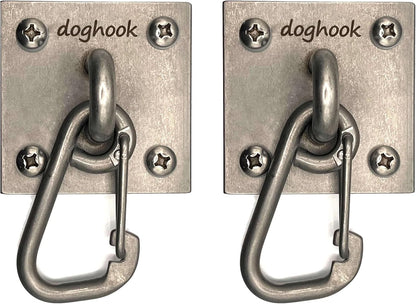 Canine Hitch- Secure Dog Leash Parking Indoor- Outdoor Wall Hook with Clip - Tie Out Stainless Steel - Practical Lead Management for Home & Business