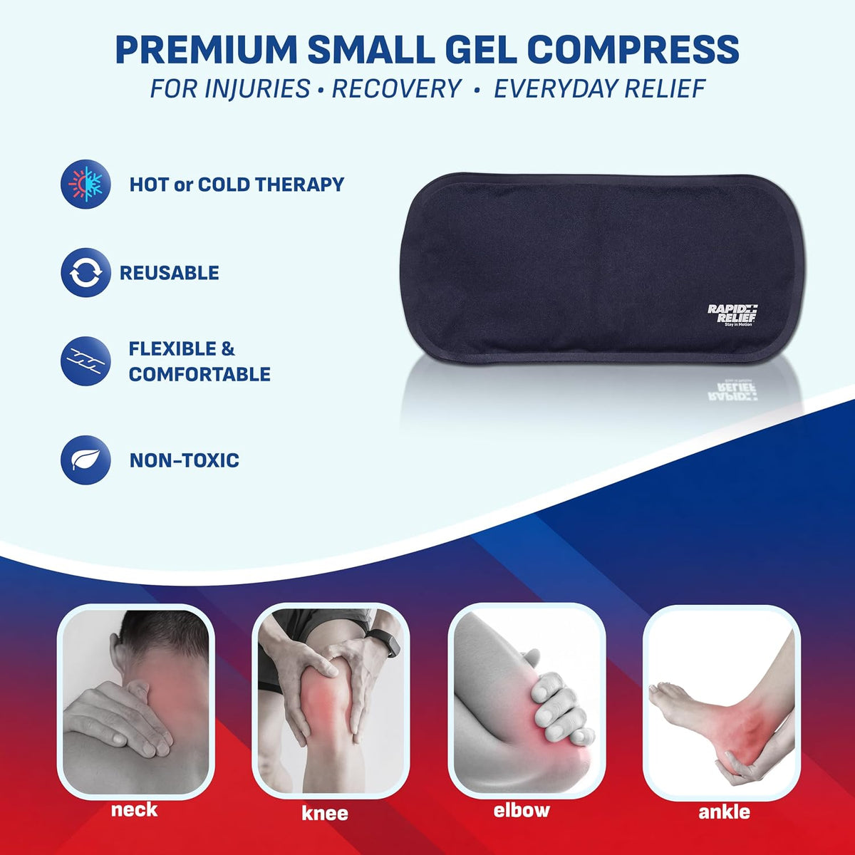 Rapid Relief Hot or Cold Gel Compress, 5x11 Ice Pack for Pain Relief Injury