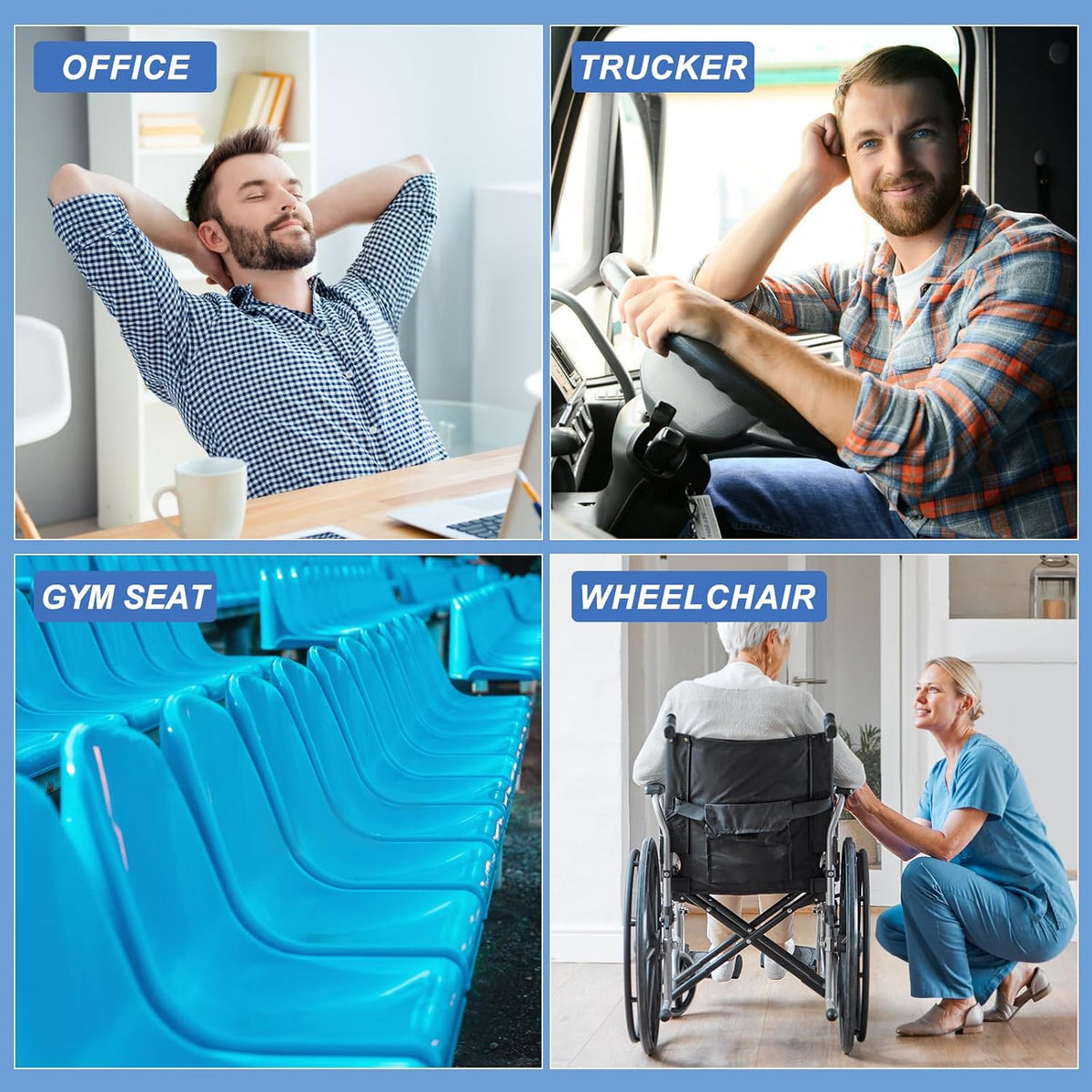 Gel Seat Cushion for Long Sitting - 16.5" x 14.5" x 2.4" (Extra Thick＆Soft)