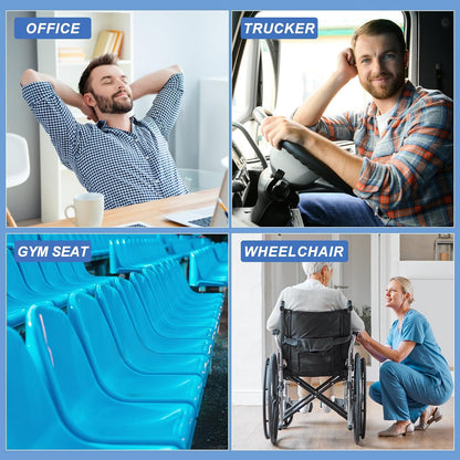 Gel Seat Cushion for Long Sitting - 16.5" x 14.5" x 2.4" (Extra Thick＆Soft)