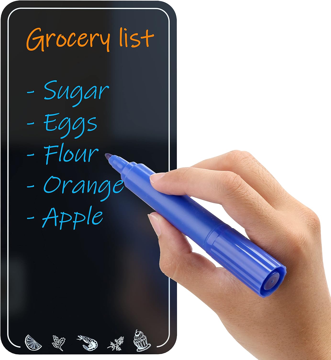 Dry Erase Board for Fridge 4.5 x 8.5 in - Magnetic Chalkboard for Fridge Whiteboard Magnet Black Shopping List - Fridge Magnetic Board Small Refrigerator Grocery List - Fridge Reminder Board