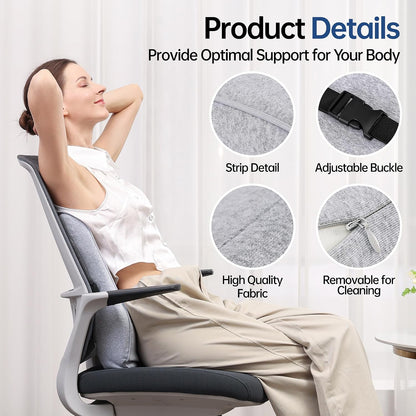 Soft Comfortable Memory Lumbar Support Pillow Back Cushion for Car & Office