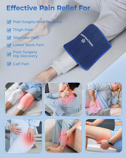 KingPavonini Soft Large Ice Pack for Injuries Reusable with Straps, 11"x15"