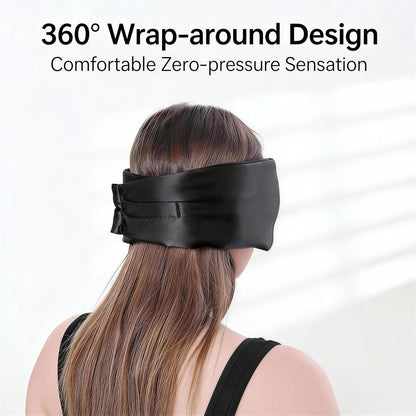 100% Mulberry Silk Sleep Mask for Women & Men – 22 Momme 6A Grade, 3D Contoured Total Blackout Eye Mask for Side Sleepers, Eyelash Extensions, Adjustable Strap, Breathable Blindfold (Black)