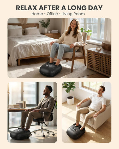 Shiatsu Foot Massager with Heat and Compression, Kneading, Rolling,Electric Feet Massager for Plantar Fasciitis, Neuropathy, Feet Heater, Foot Warmer for Women, Size Up to 14"