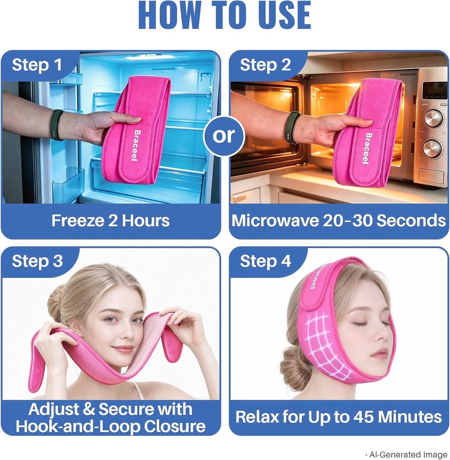 Wisdom Teeth Ice Pack Head Wrap, Jaw Face Ice Pack for Oral Surgery TMJ Relief Tooth Extraction, Reusable Hot & Cold Therapy Pack for Wisdom Teeth Removal Tonsillectomy, Pink