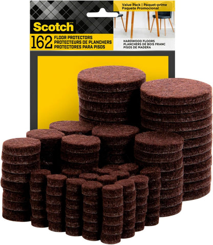 Scotch Furniture Caster Cups, Non-Slip Floor Protectors, Brown, 36 Count