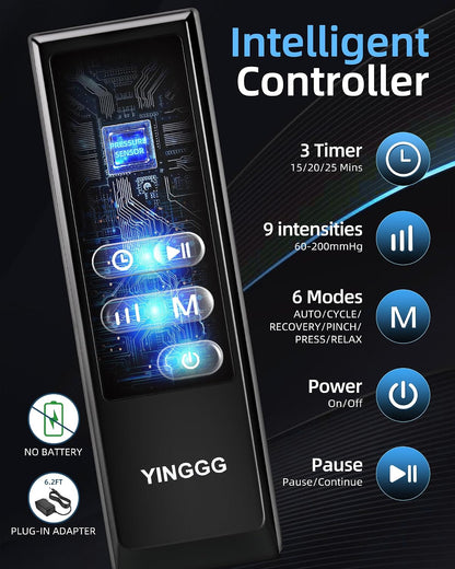 YINGGG Air Leg Massager with Compression: Professional Full Compression Boots with Adjustable 9 Intensities, Leg Massager for Circulation and Fatigue Relief for Post-Workout(Large)