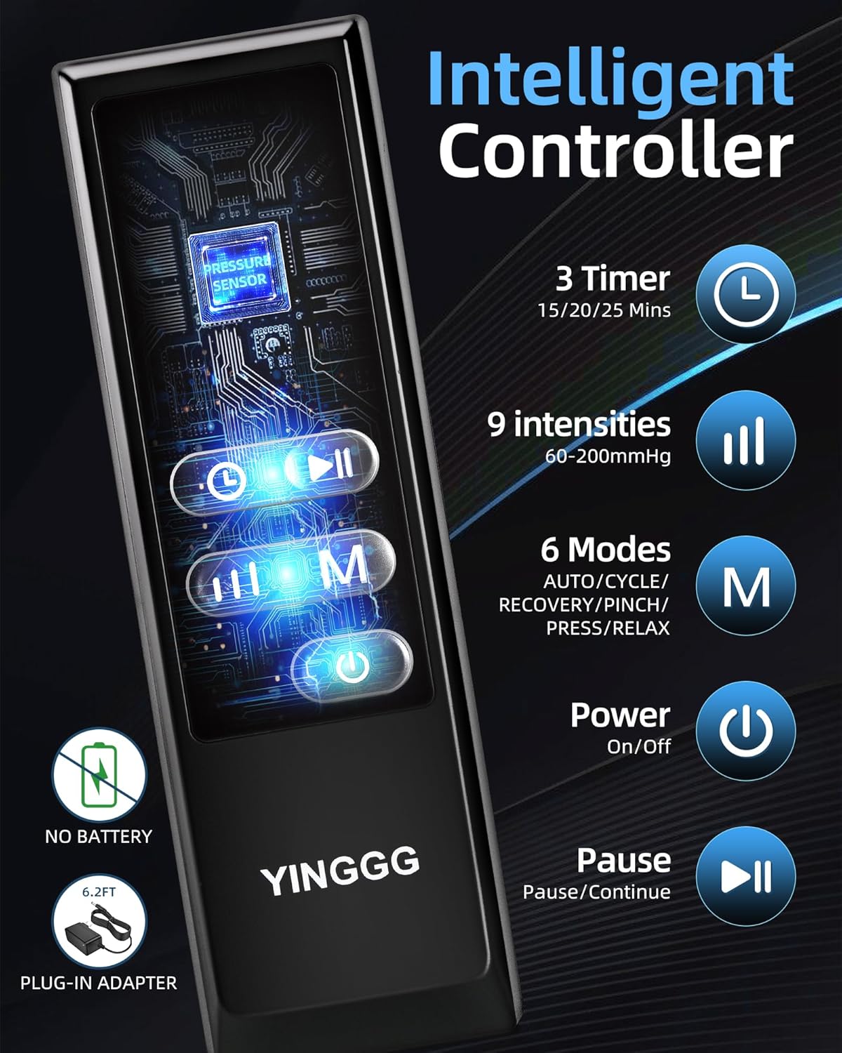 YINGGG Air Leg Massager with Compression: Professional Full Compression Boots with Adjustable 9 Intensities, Leg Massager for Circulation and Fatigue Relief for Post-Workout(Large)