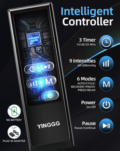 YINGGG Air Leg Massager with Compression: Professional Full Compression Boots with Adjustable 9 Intensities, Leg Massager for Circulation and Fatigue Relief for Post-Workout(Large)