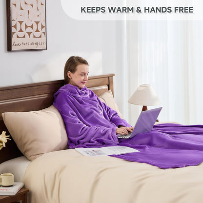 IFNOW Fleece Wearable Blanket with Sleeves, Oversized Snuggle Robe